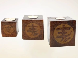 Portacandele in terracotta stile giapponese - Set 3 Pezzi